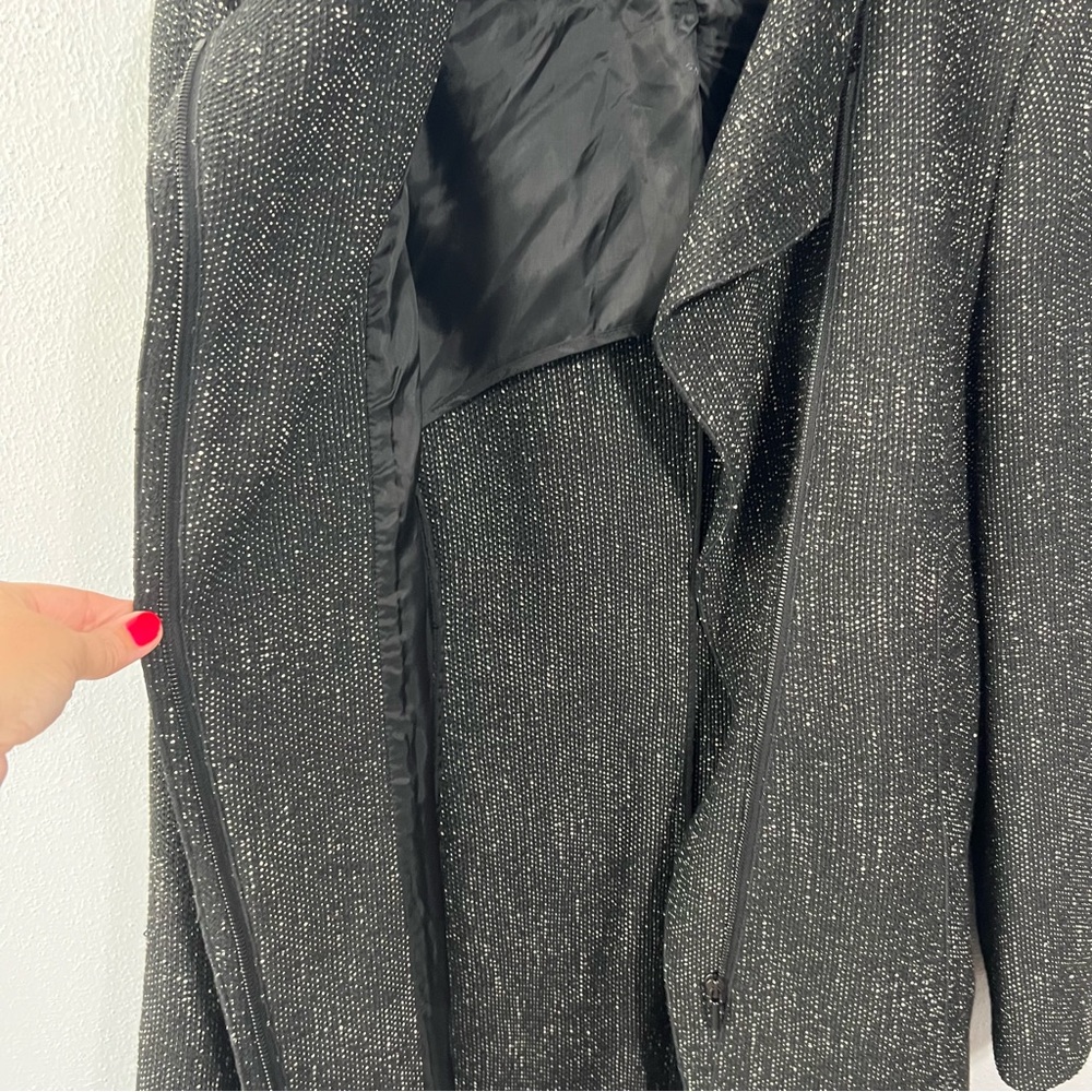 Akris Punto asymmetrical zip blazer jacket black white size 8 - Picture 3 of 9